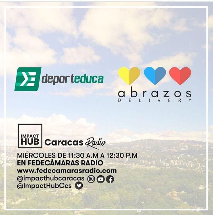 En esta edición número 90 de Impact Hub Caracas Radio que se transmite a través de Fedecamaras Radio -la digital de economía y negocios- recibimos nuestro ImpactHubber, Gabriel Moros, Director y Cofundador de Deporteduca Venezuela que brinda educación deportiva presencial y online, adaptada para todas las personas que desean incursionar en el fascinante mundo del deporte. Además nos acompañó Jolly García, Gerente General de Abrazos Delivery, un emprendimiento familiar que ofrece un servicio enfocado en el bienestar emocional a través del apoyo.
Pero si te perdiste este programa acá lo puedes ver aquí 